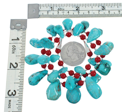 Native American Navajo Multicolor Sterling Silver Bead Necklace X10796